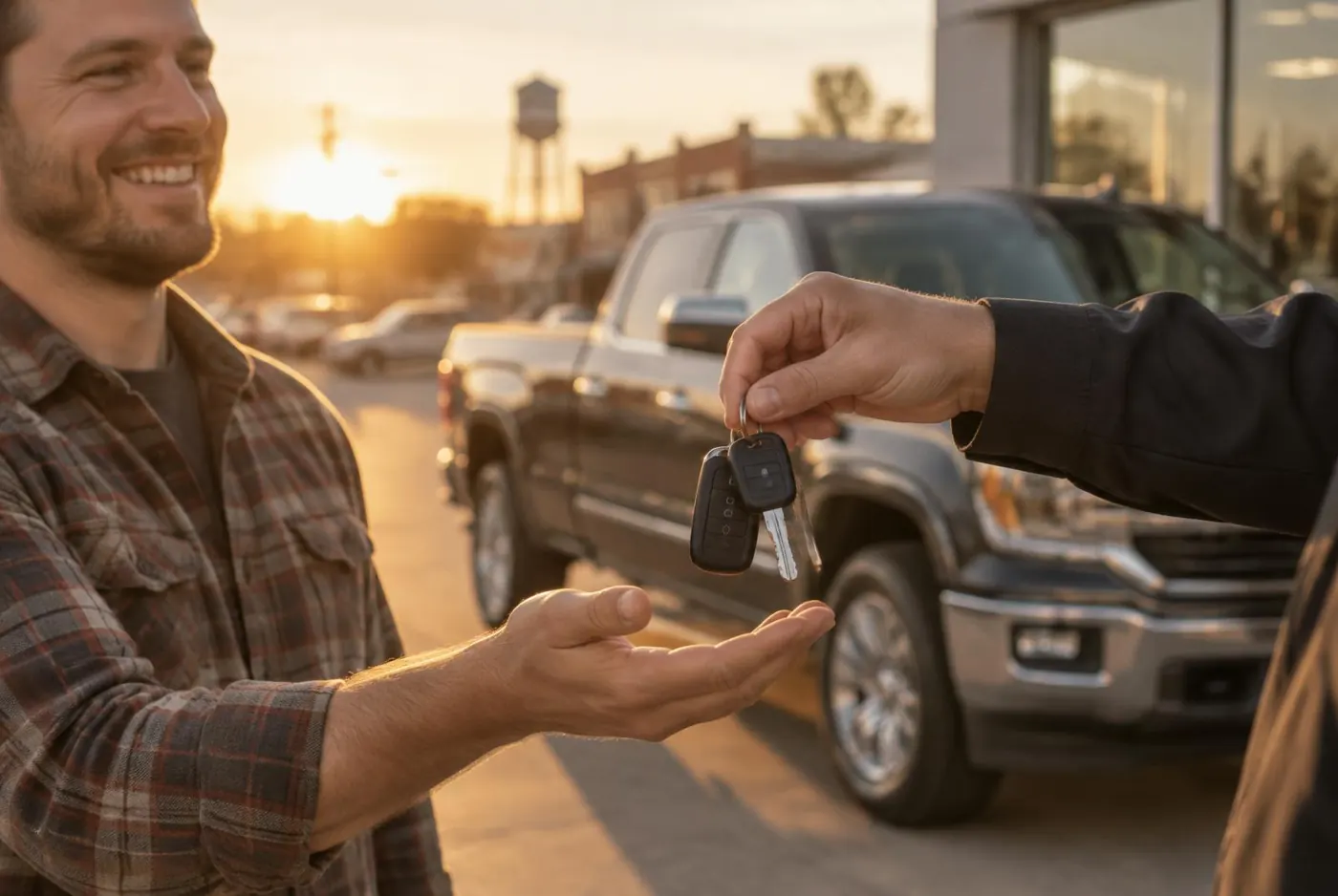 Handing over the keys to a new truck